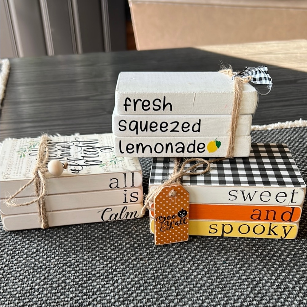 Farmhouse Decorative Stacked Books with Rustic Charm